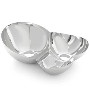 NAMBE Pulse Collection Shiny Stainless Steel 3 Section Chip & Dip Serving Bowl